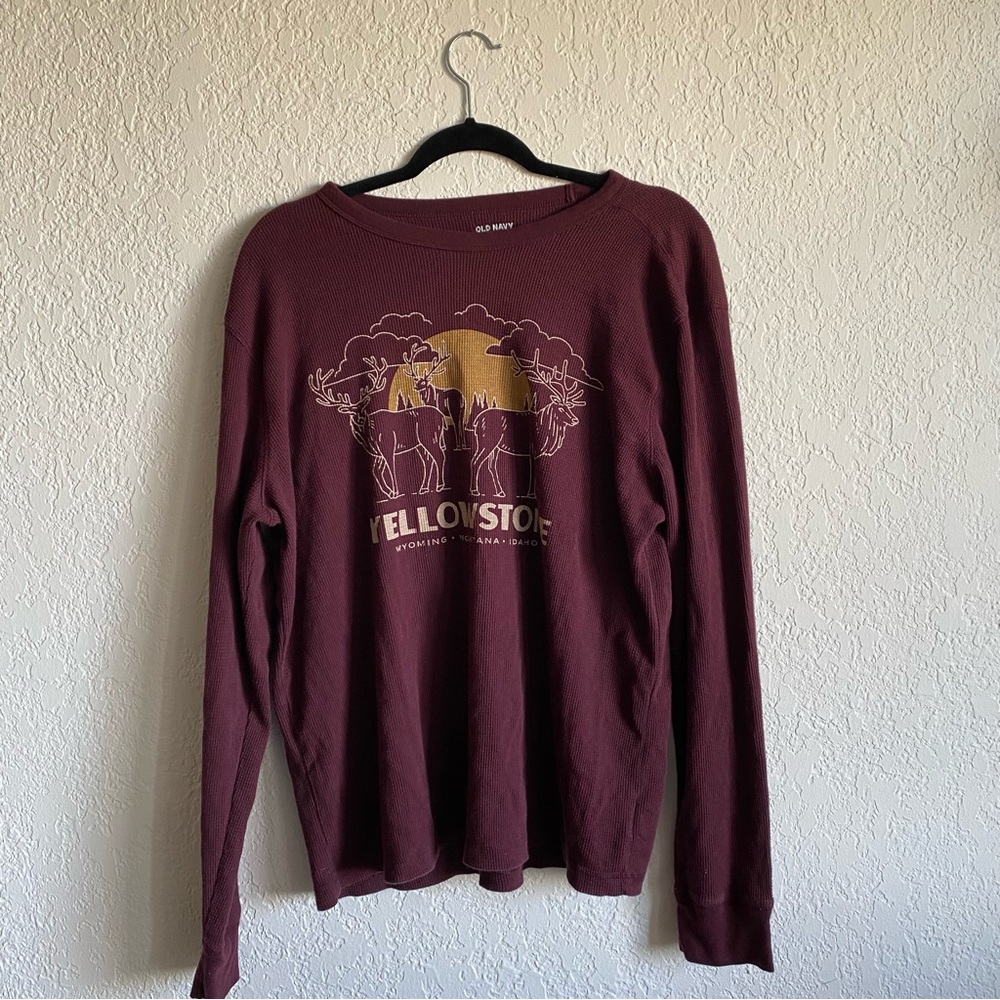 Old Navy Red and Gold Long Sleeve Tee